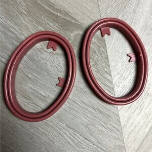 Lot of 2 Plastic Vintage Embroidery Hoops Pink Oval 2.5" x 3.5" Taiwan